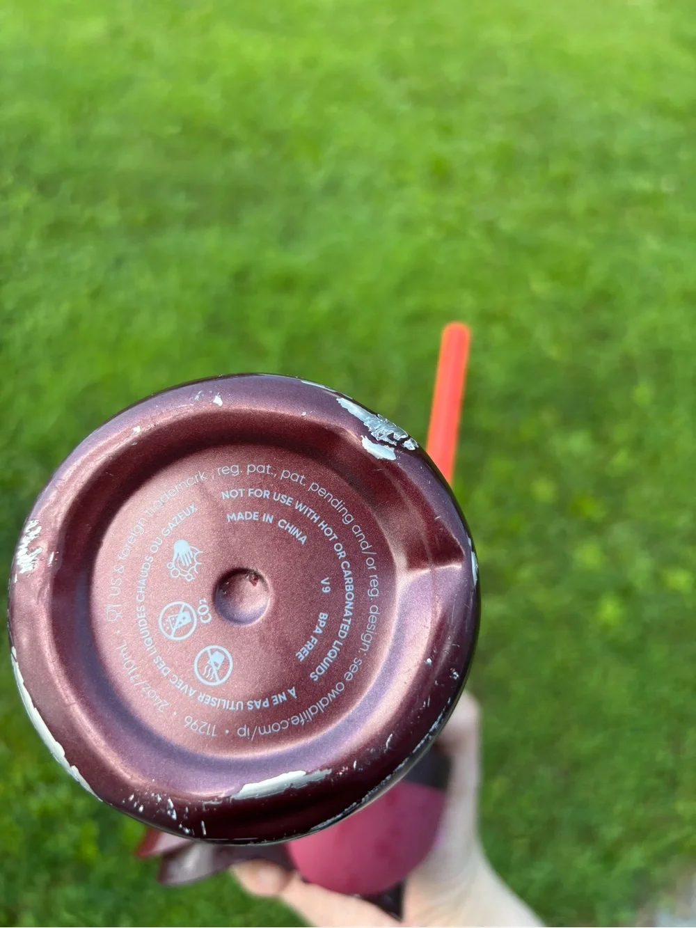 Owala Insulated Travel Bottle in Pink and Maroon
